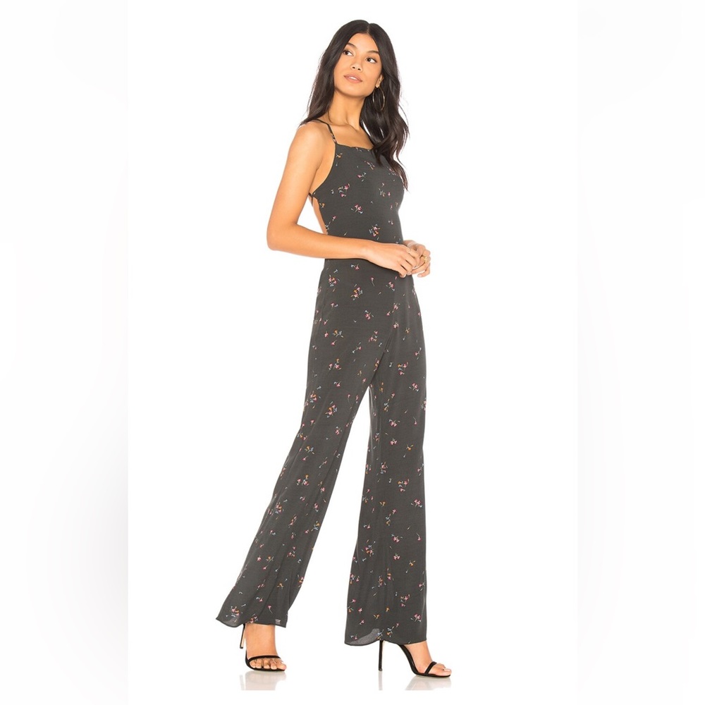Revolve - Privacy Please - Feldspar Jumpsuit in Charcoal Ditzy